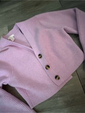 Zara Lavender Pink Ribbed Button Cardigan